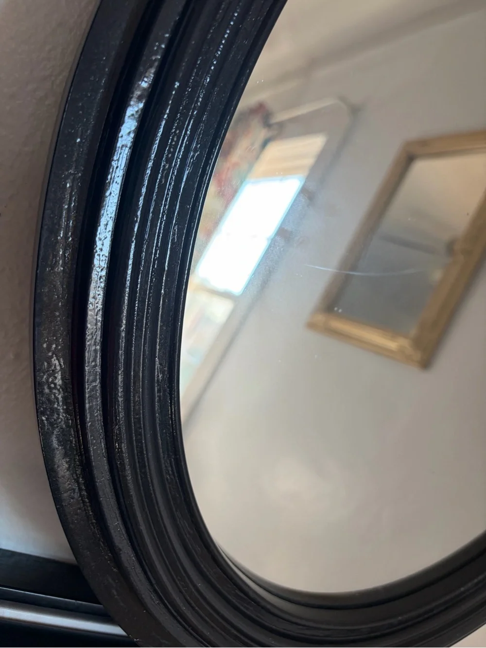 Oval Black Wall Mirror with Classic Wood Rounded Frame